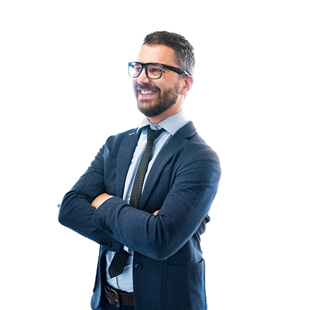 Man in a suit standing facing away