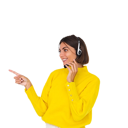 Woman wearing a headset looking to the side